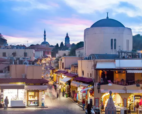 Hippocrates Square In The Historic Old Town Of Rhodes Greece Shutterstock 105357941