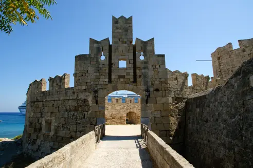 Medieval City Walls In Rhodes Town, Greece 133369976.Jpg.Crdownload