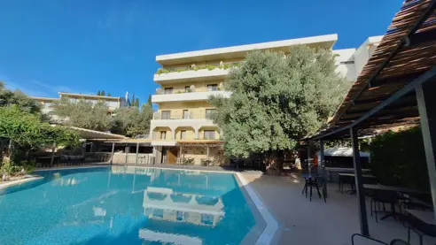Pool med overdækket poolbar