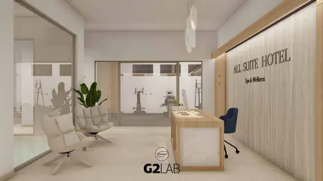 3D af wellnessområde med fitness (+16 år)