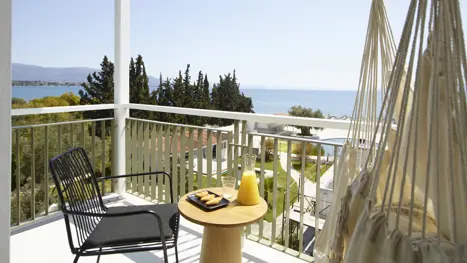 Eksempel på balkon med havudsigt